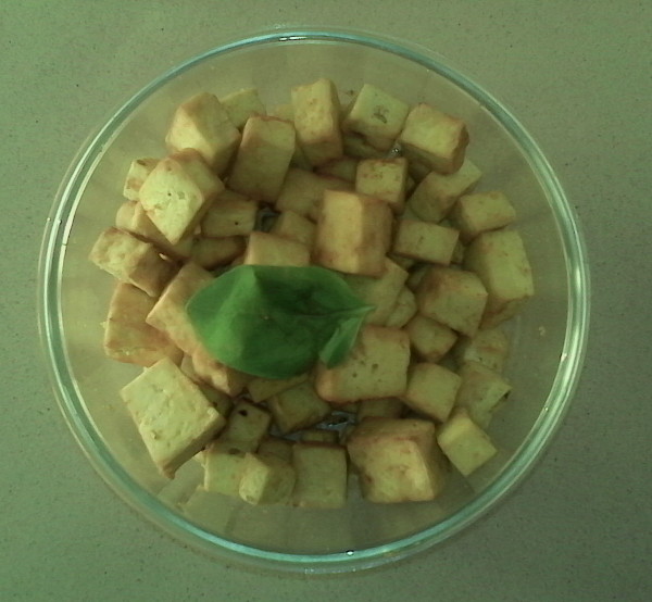 Fried tofu in hot air fryer